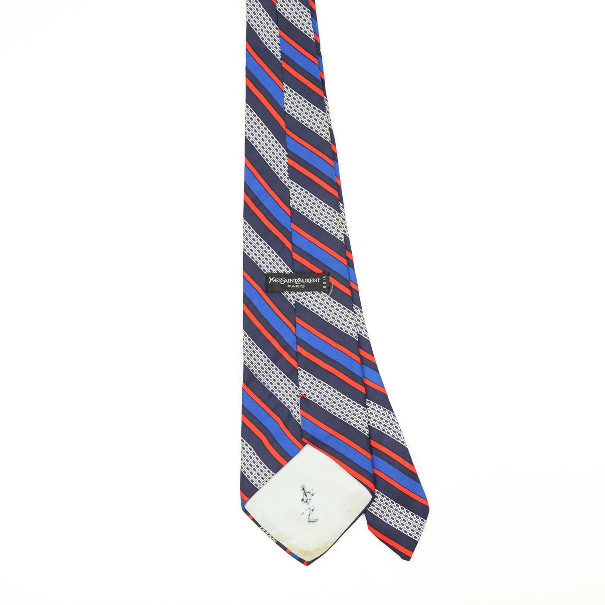 Back Back of Vintage 1980's Yves Saint Laurent Striped Patterned Tie