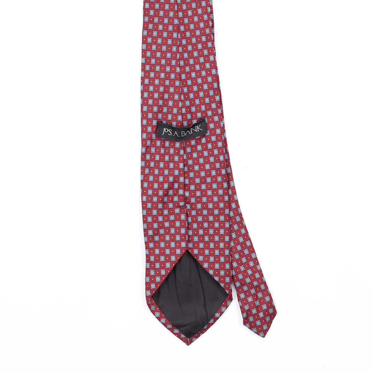 Back Back Detail of Vintage Jos. A. Bank Foulard Geometric Patterned Tie