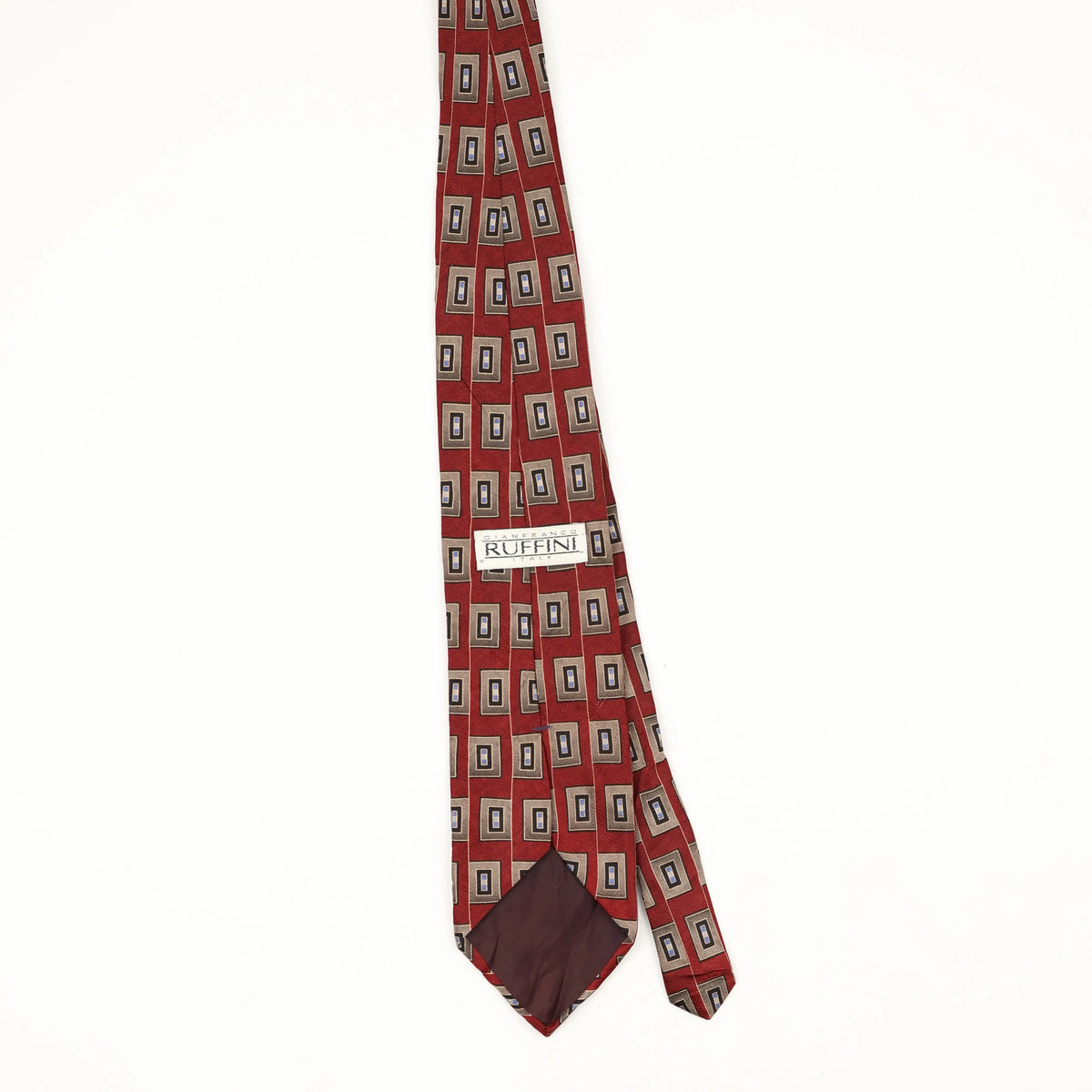 Back Back of Vintage 1990's Gianfranco Ruffini Geometric Patterned Tie