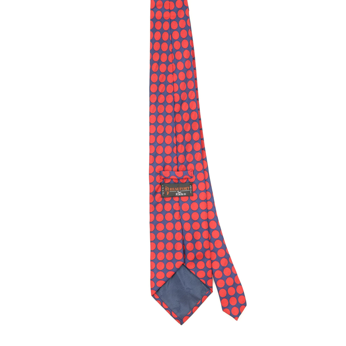 Back of Vintage 1990's Tie Rack Beaufort Polka Dot Patterned Tie