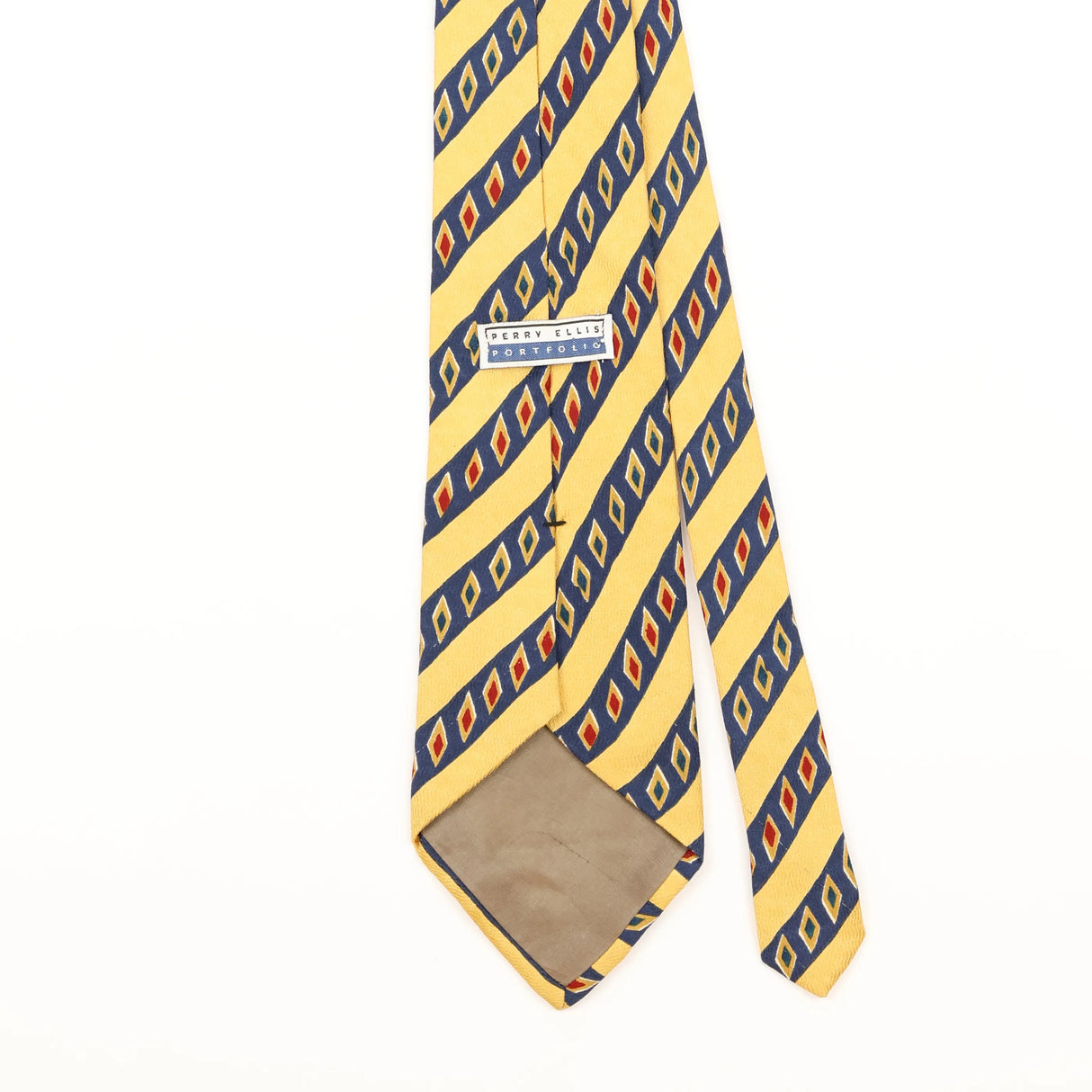 Back Detail of Vintage 1990's Perry Ellis Geometric Patterned Tie