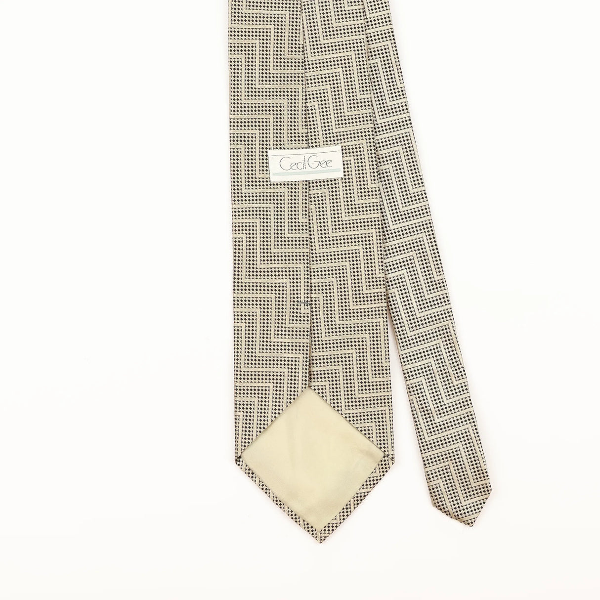 Back Detail of Vintage 1990's Geometric Patterned Tie