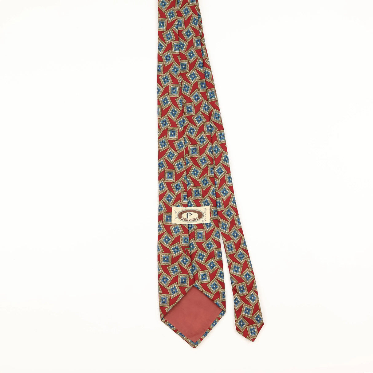 Back of Vintage 1990's Bert Pulitzer Geometric Patterned Tie