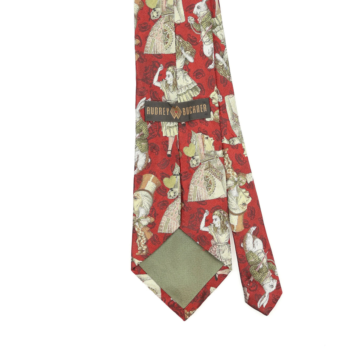 Back Back Detail of Vintage 1990's Alice In Wonderland Cartoon Patterned Tie