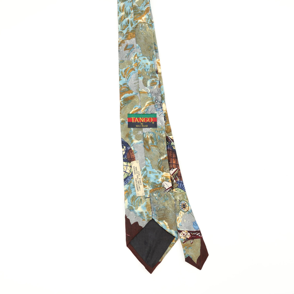 Back Back of Vintage 1990's Tango Circling The Globe Series Abstract Patterned Tie