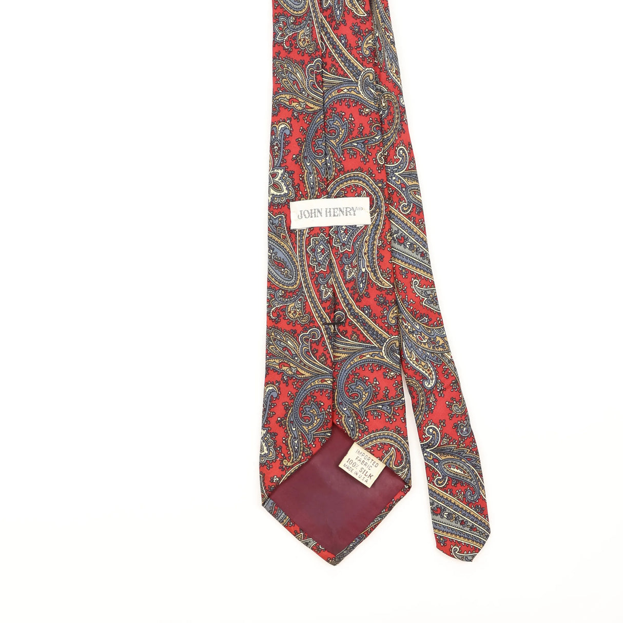 Back Detail of Vintage 1990's John Henry Paisley Patterned Tie
