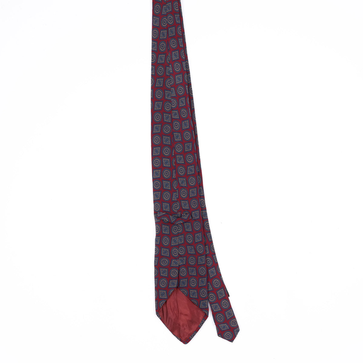 Back Back of Vintage 1990's Foulard Geometric Patterned Tie