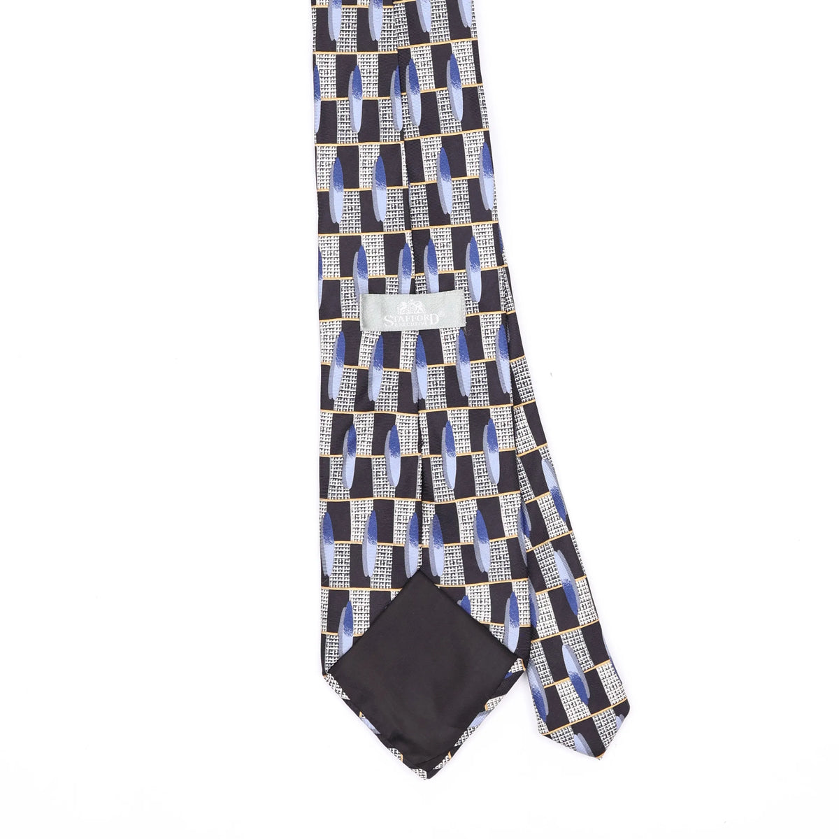 Back Back Detail of Vintage 1990's Stafford Ovals Geometric Patterned Tie
