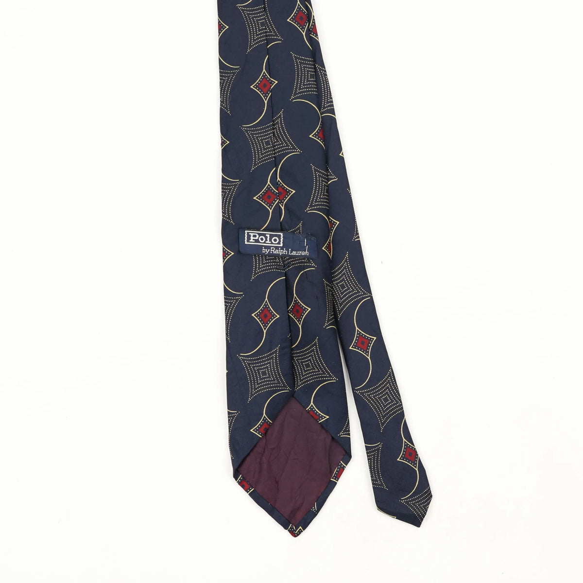Back Back Detail of Vintage 1990's Ralph Lauren Geometric Patterned Tie