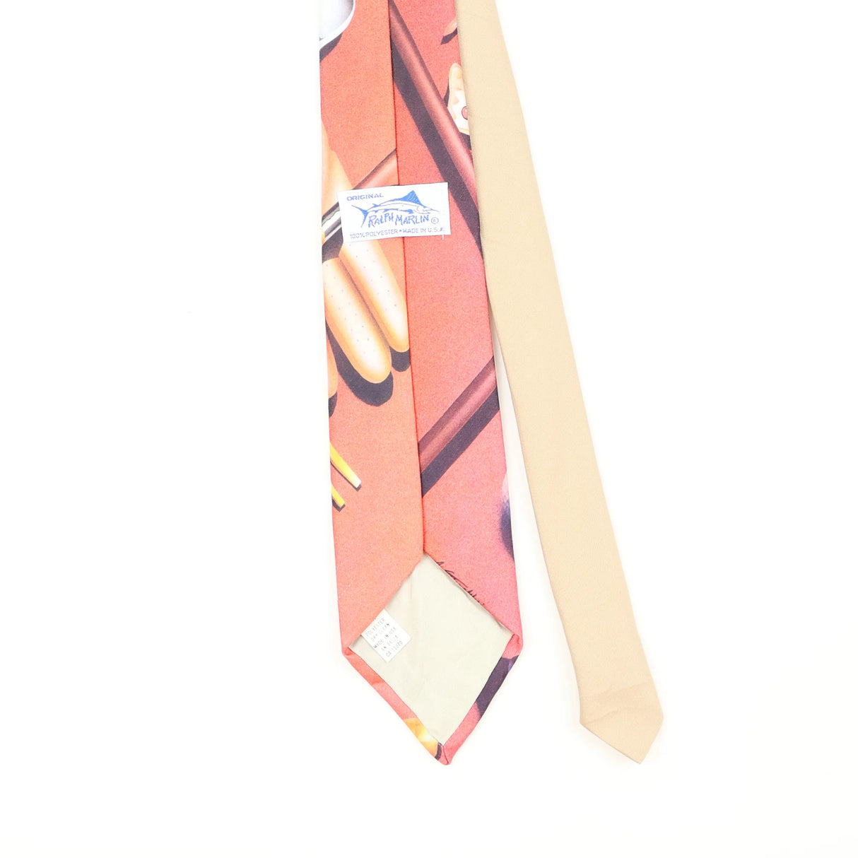 Back Back Detail of Vintage 1990's Ralph Marlin Iron, Wood & Leather Abstract Patterned Tie