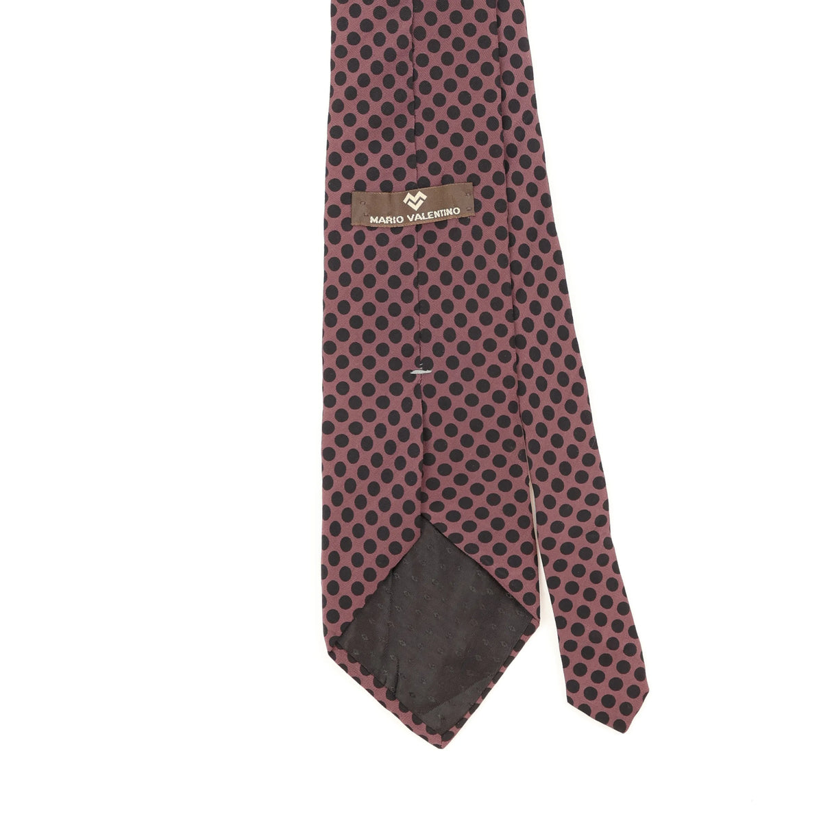 Back Back Detail of Vintage 1990's Mario Valentino Polka Dot Patterned Tie