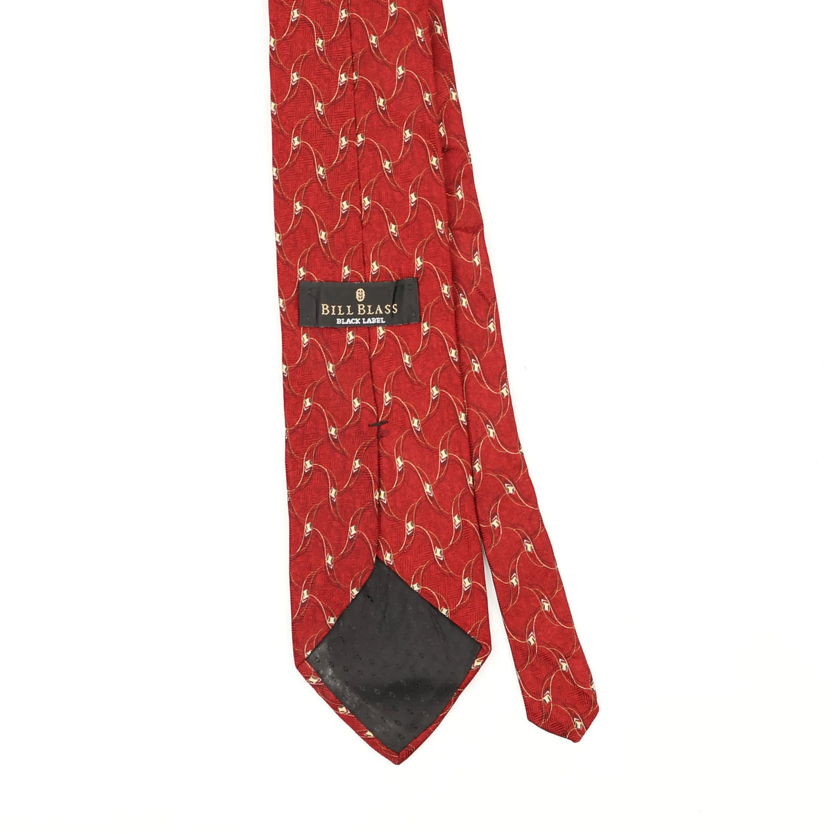 Back Back Detail of Vintage 1990's Bill Blass Geometric Patterned Tie