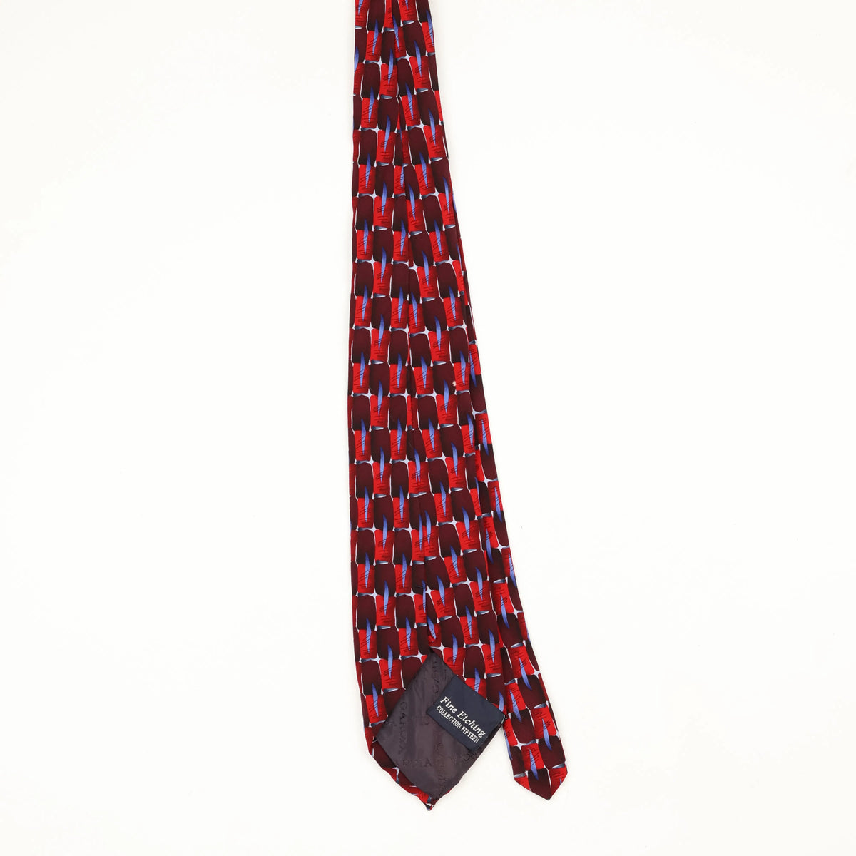 Back Back of Vintage 1990's Jerry Garcia Fine Etching Geometric Patterned Tie