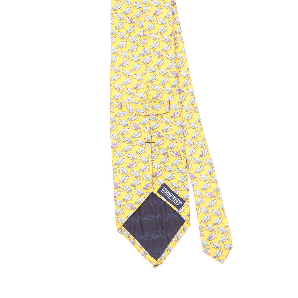 Back Back Detail of Vintage 1990's Lands' End Turtle Geometric Patterned Tie