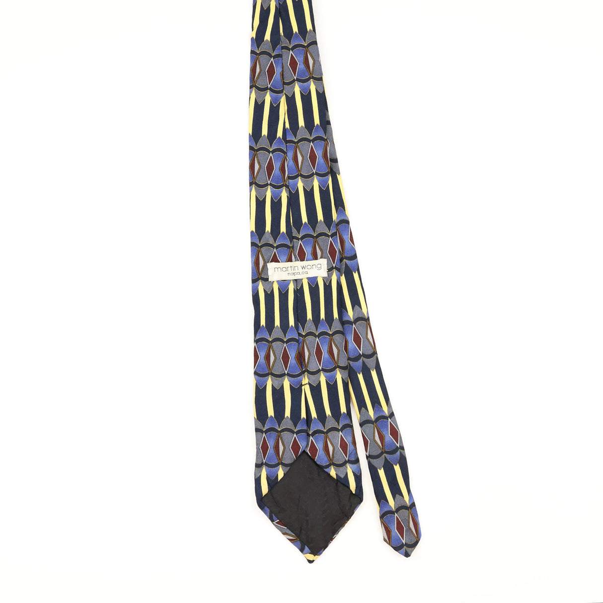 Back of Vintage 1990's Martin Wong Geometric Patterned Tie