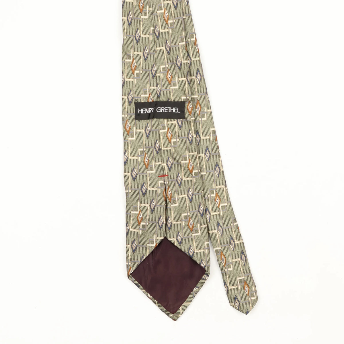 Back Back Detail of Vintage 1990's Henry Grethel Geometric Patterned Tie