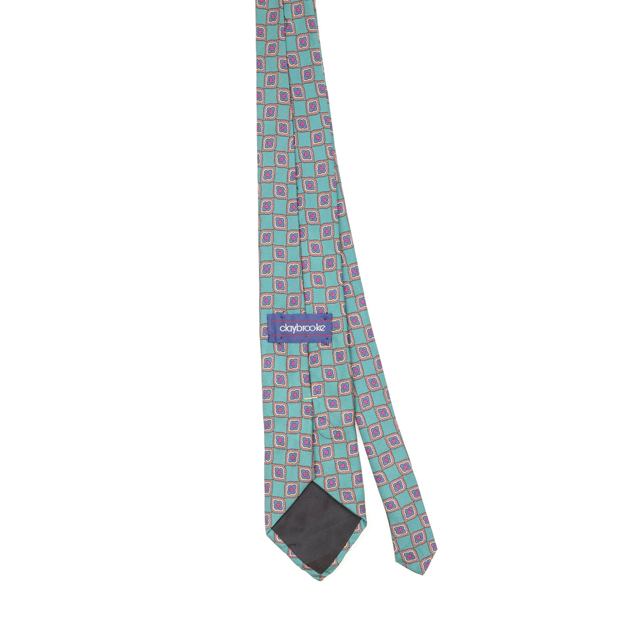 Back Back of Vintage 1990's Claybrooke Geometric Patterned Tie