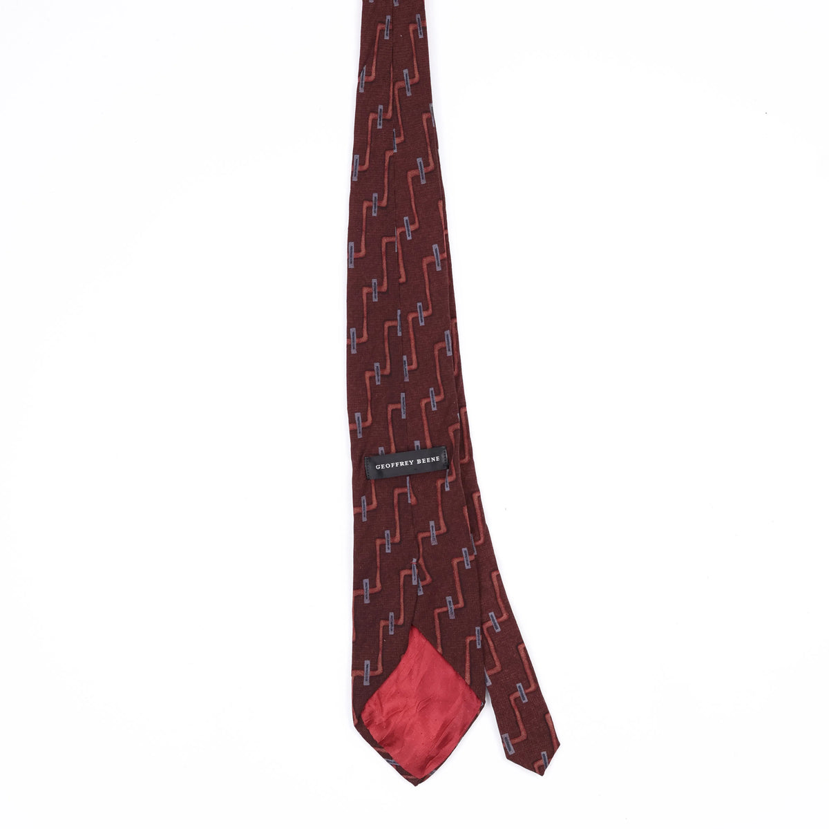 Back Back of Vintage 1990's Geoffrey Beene Geometric Patterned Tie