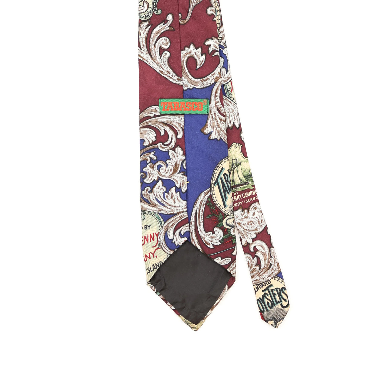 Back Detail of Vintage 1990's Tabasco Hot Sauce Cartoon Patterned Tie