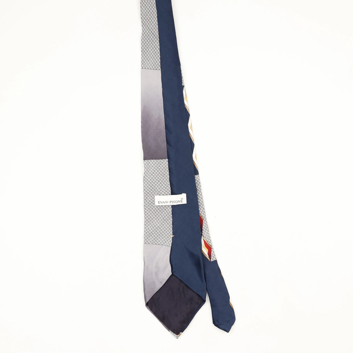 Back Back of Vintage 1990's Evan Picone Geometric Patterned Tie
