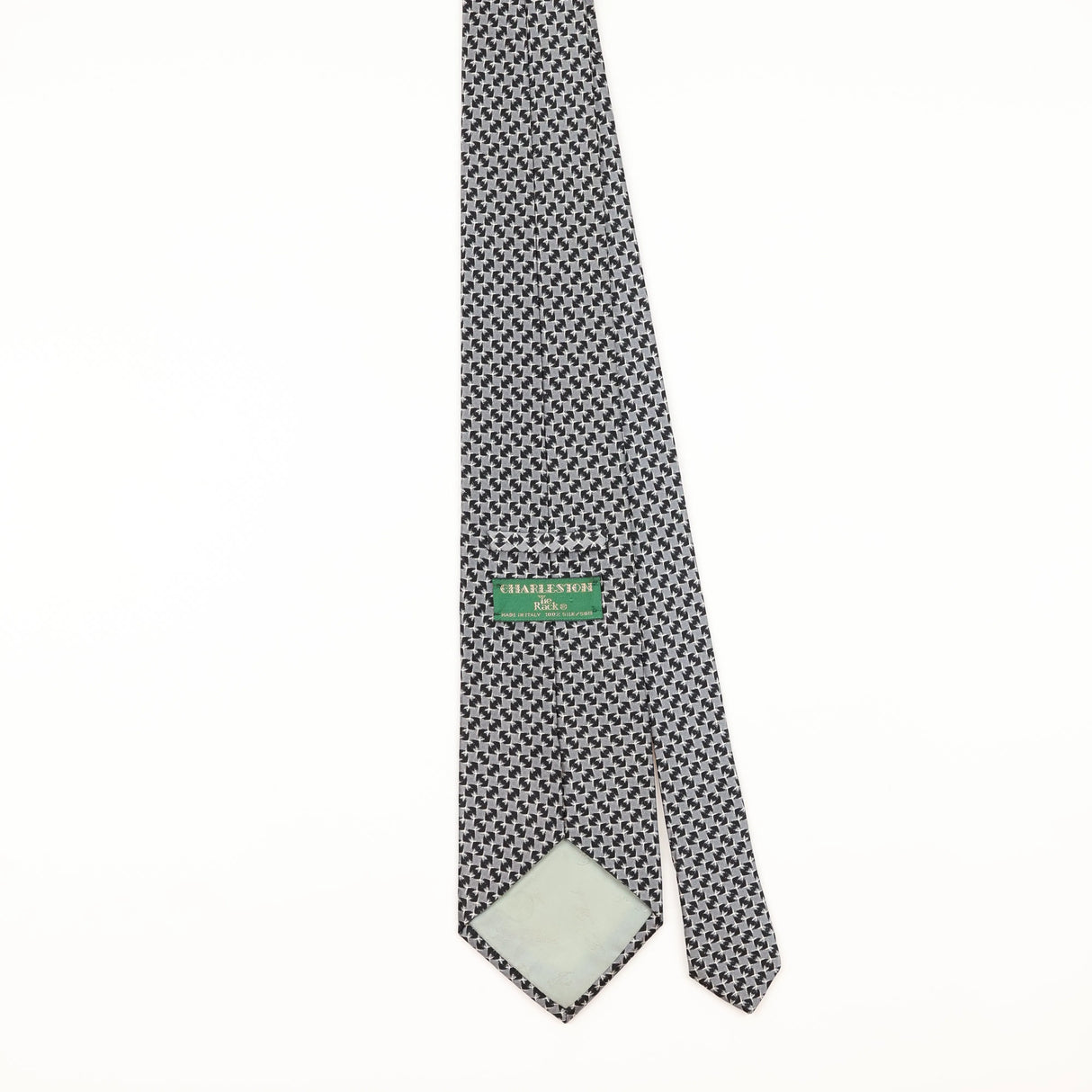 Back of Vintage 1990's Tie Rack Charleston Geometric Patterned Tie