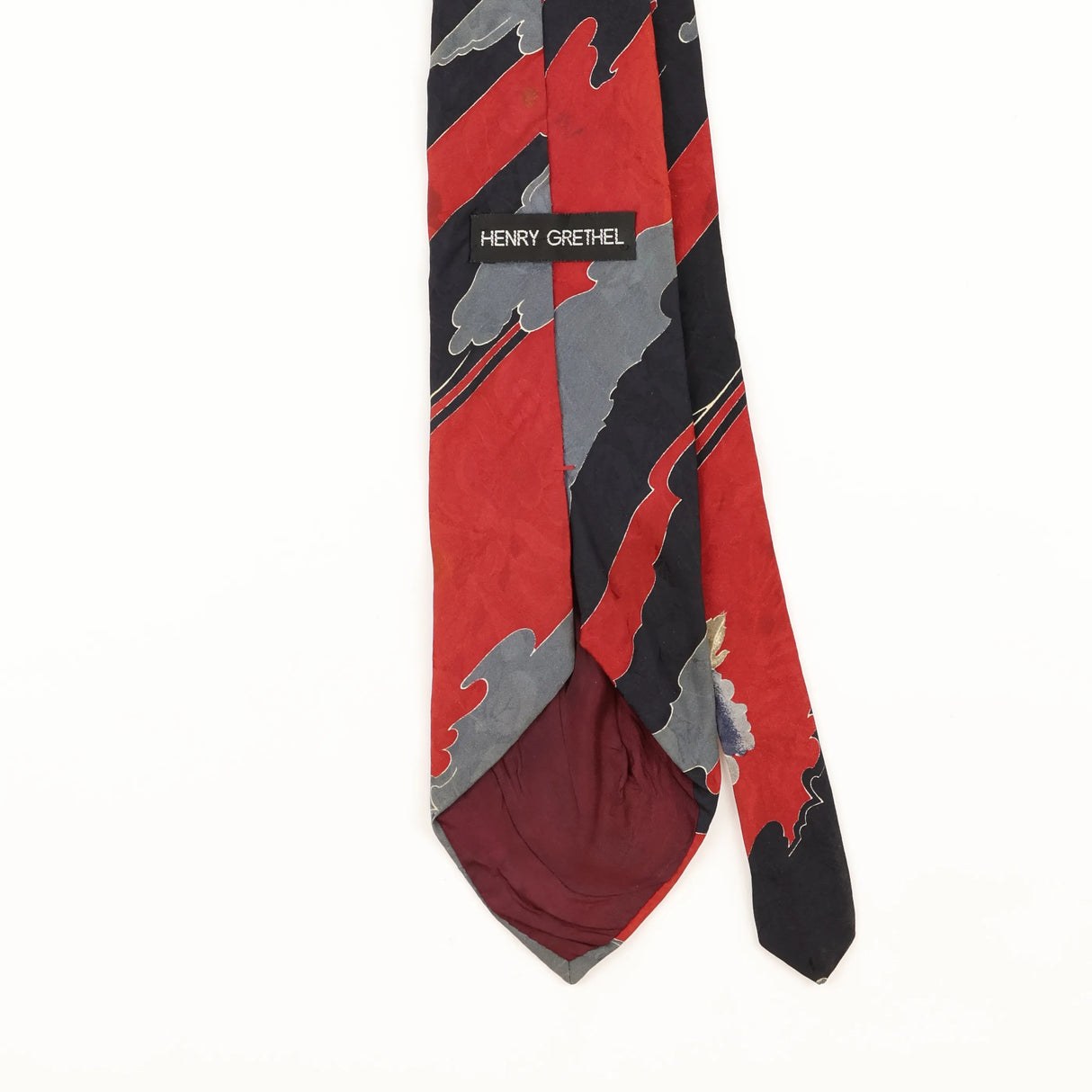 Back Detail of Vintage 1990's Henry Grethel Floral Patterned Tie