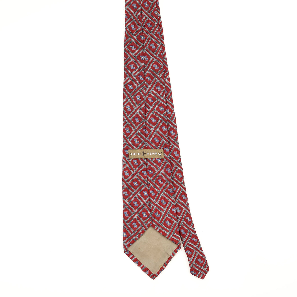 Back of Vintage 1990's John Henry Geometric Patterned Tie