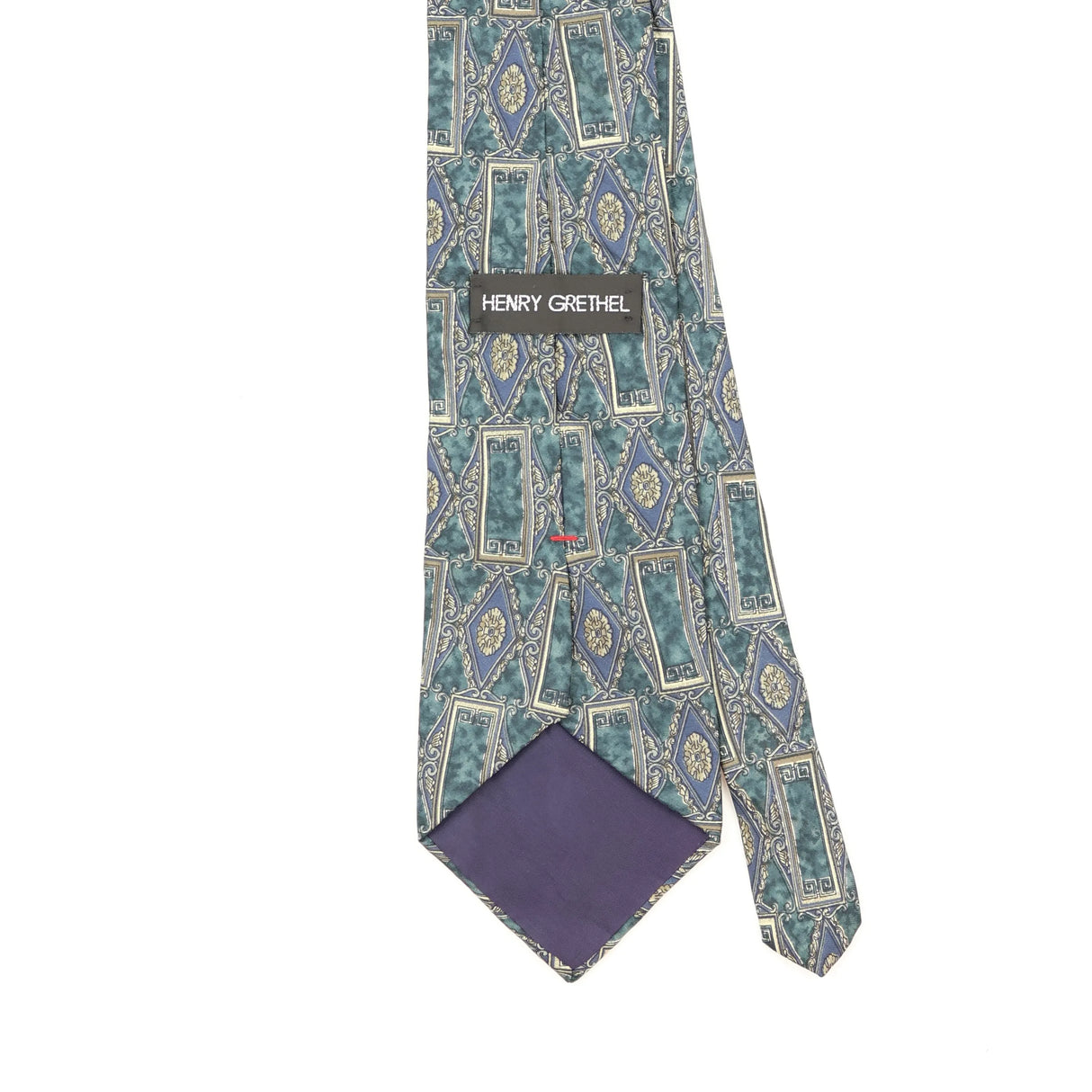 Back Back Detail of Vintage 1990's Henry Grethel Geometric Patterned Tie