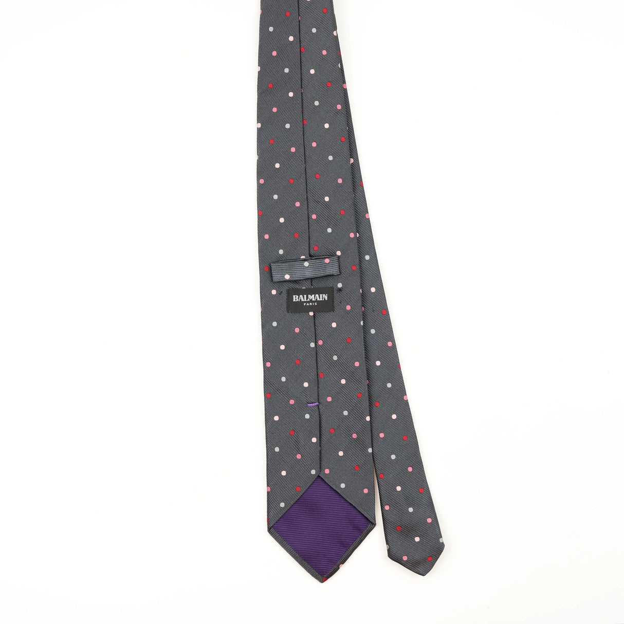 Back Back of Vintage 1990's Pierre Balmain Polka Dot Patterned Tie