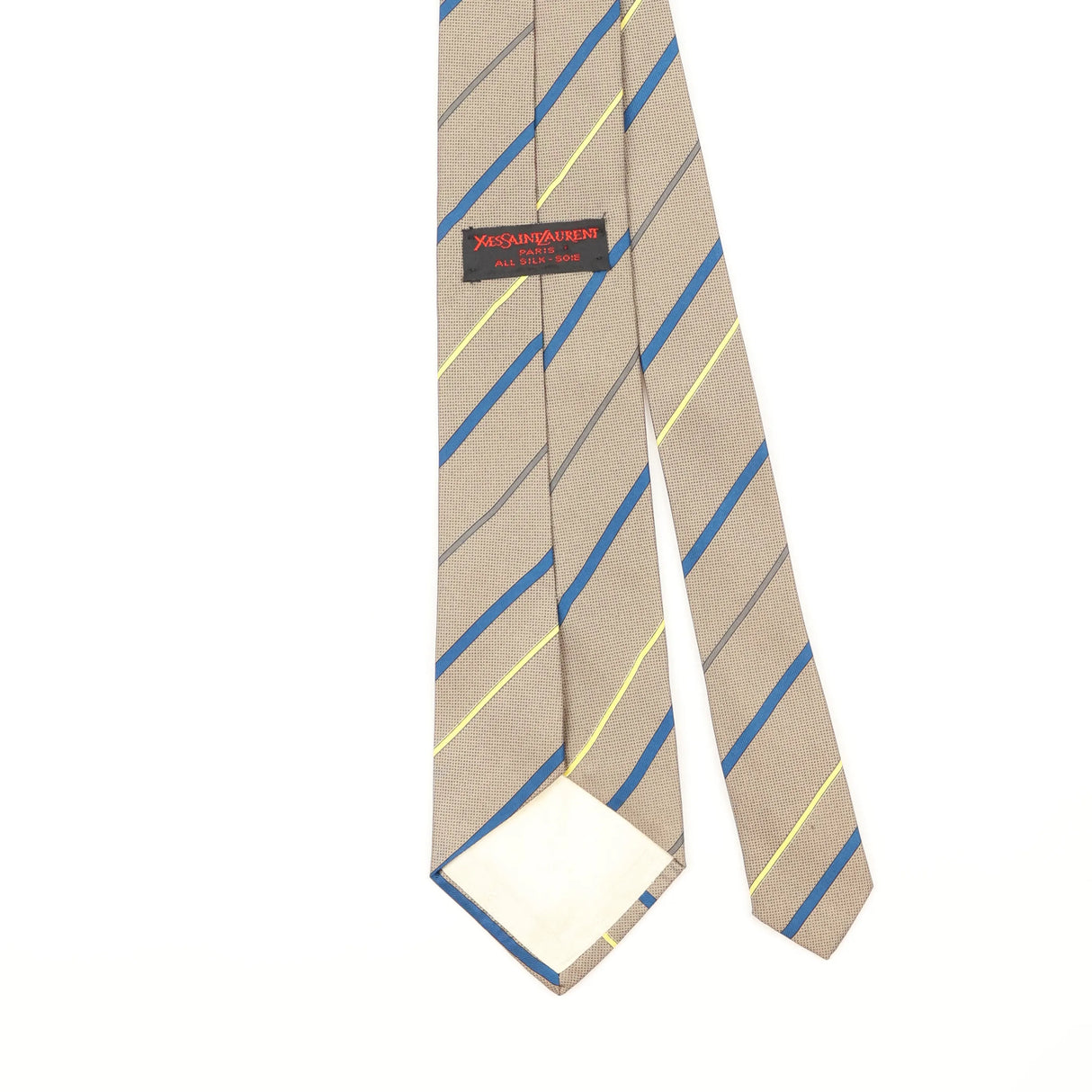 Back Detail of Vintage 1990's Yves Saint Laurent Striped Patterned Tie