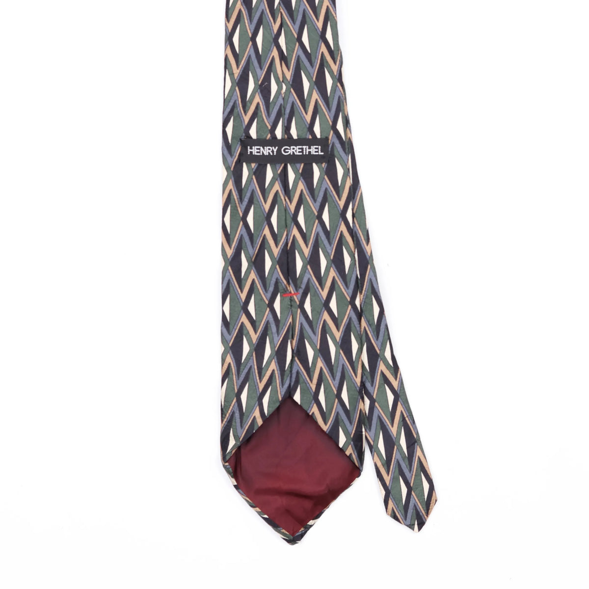 Back Back Detail of Vintage 1990's Henry Grethel Geometric Patterned Tie