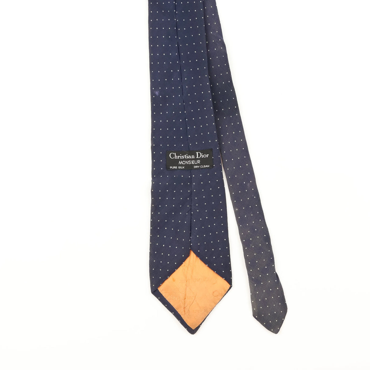Back Detail of Vintage 1990's Christian Dior Polka Dot Patterned Tie