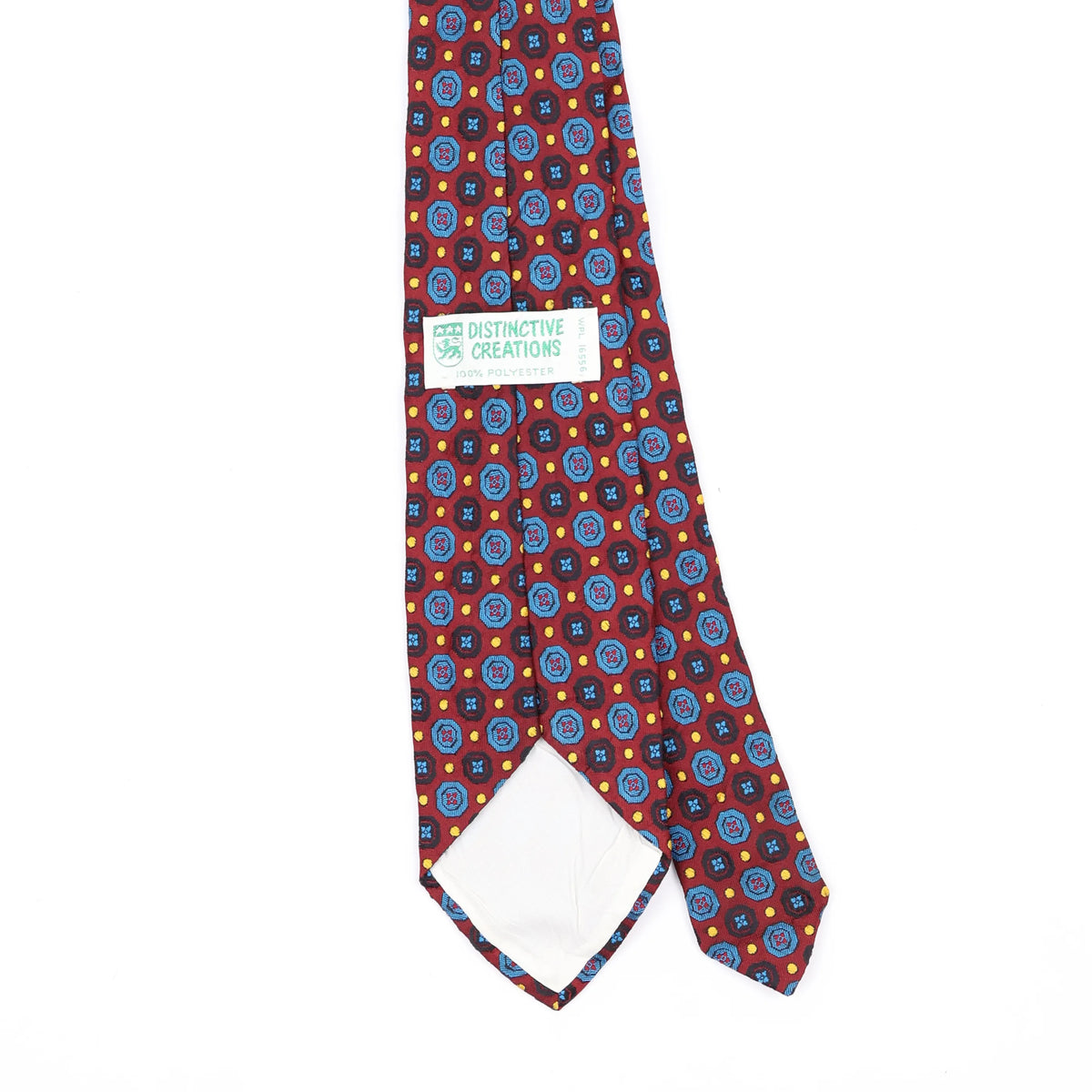Back Back Detail of Vintage 1980's Foulard Geometric Patterned Tie