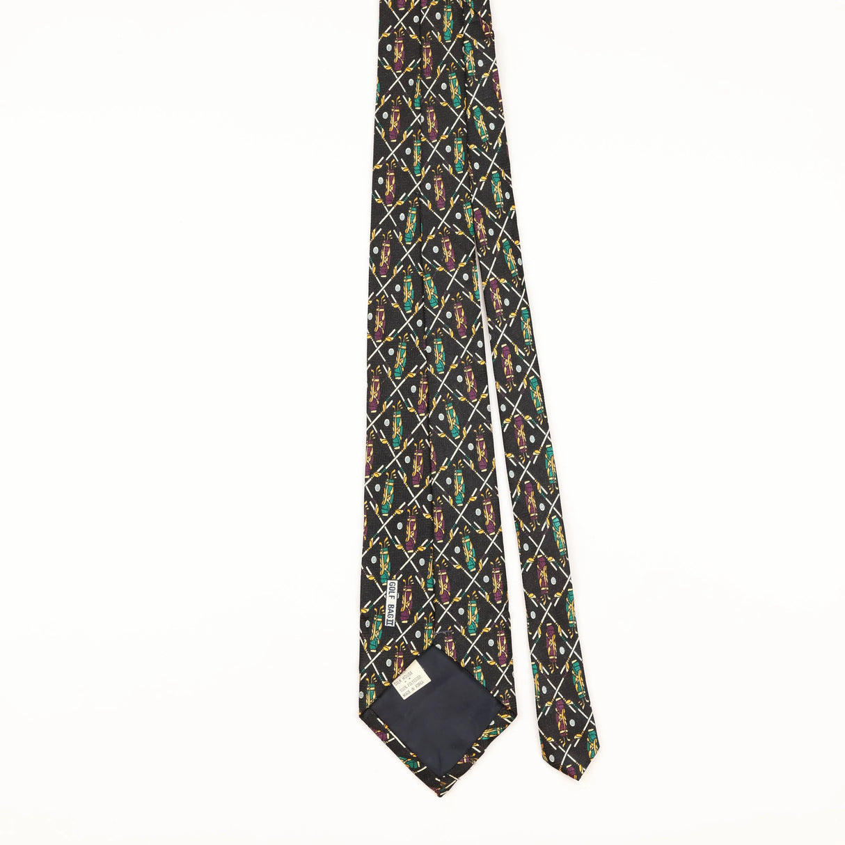 Back of Vintage 1990's Golf Bag Geometric Patterned Tie