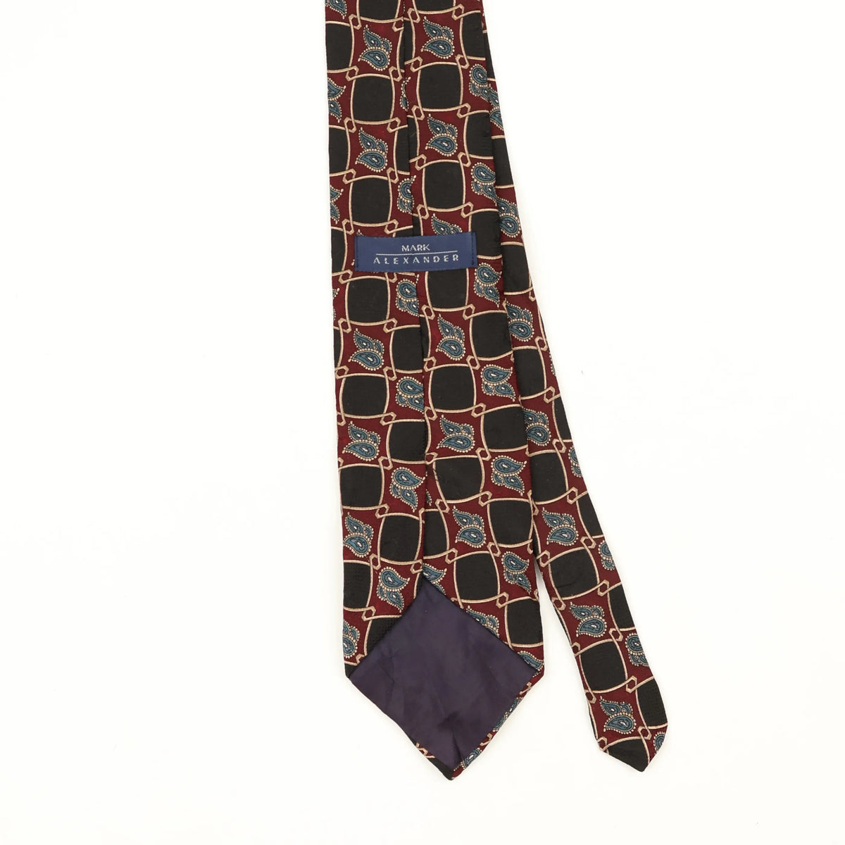 Back Back Detail of Vintage 1990's Paisley Patterned Tie