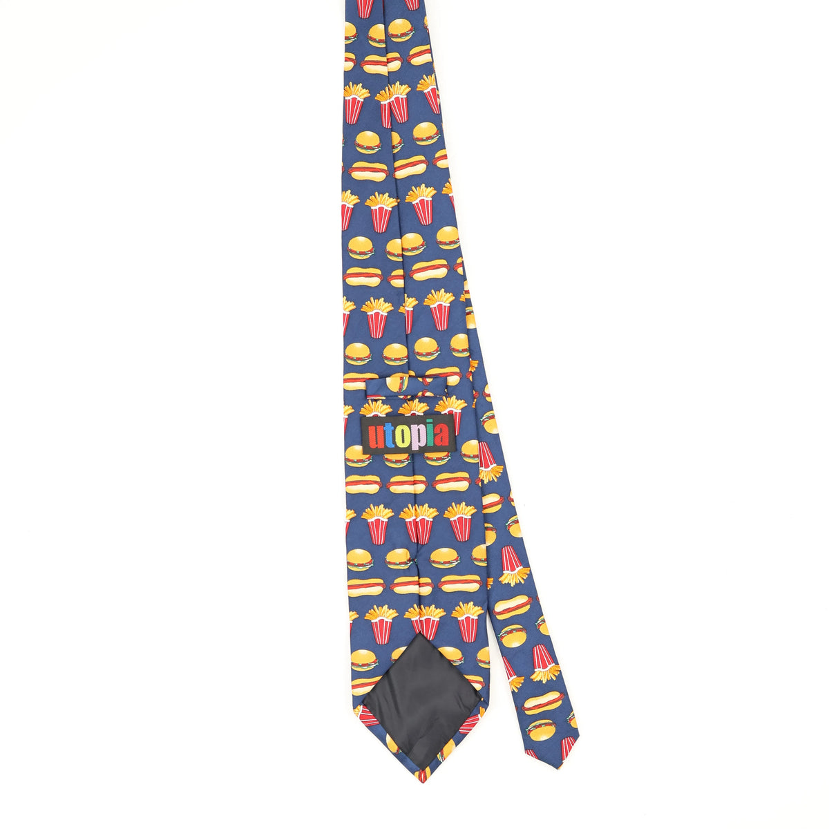 Back Back of Vintage Fast Food Cartoon Patterned Tie