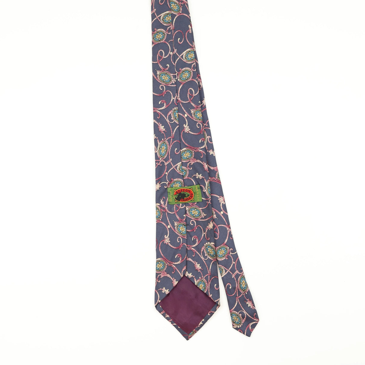 Back of Vintage 1990's Boston Traders Geometric Patterned Tie