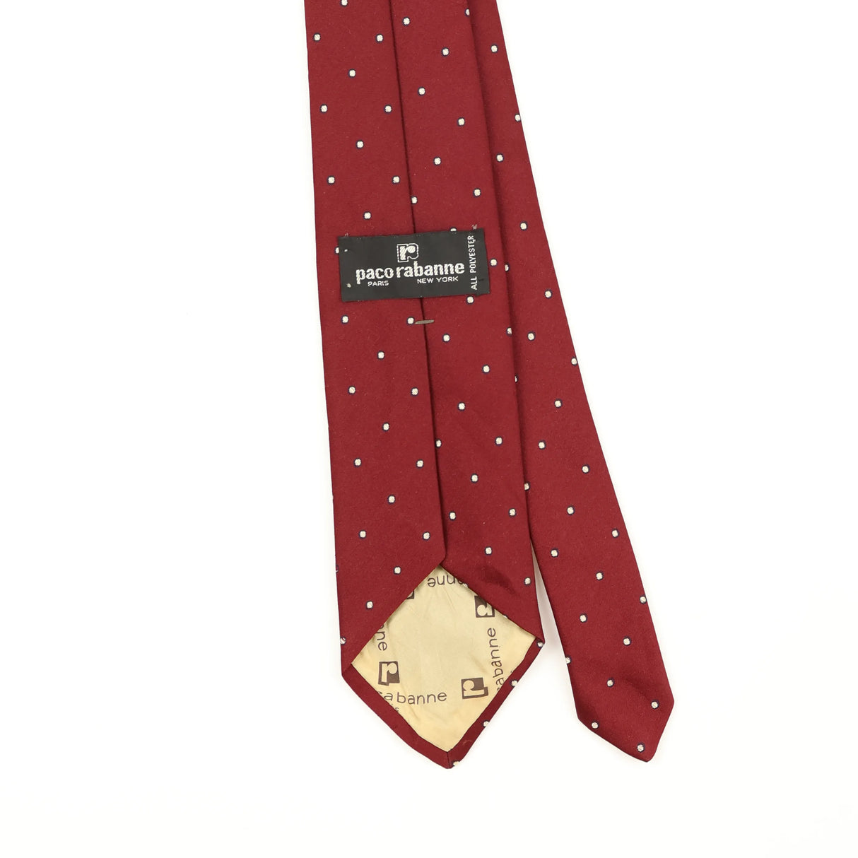 Back Back Detail of Vintage 1980's Paco Rabanne Polka Dot Patterned Tie