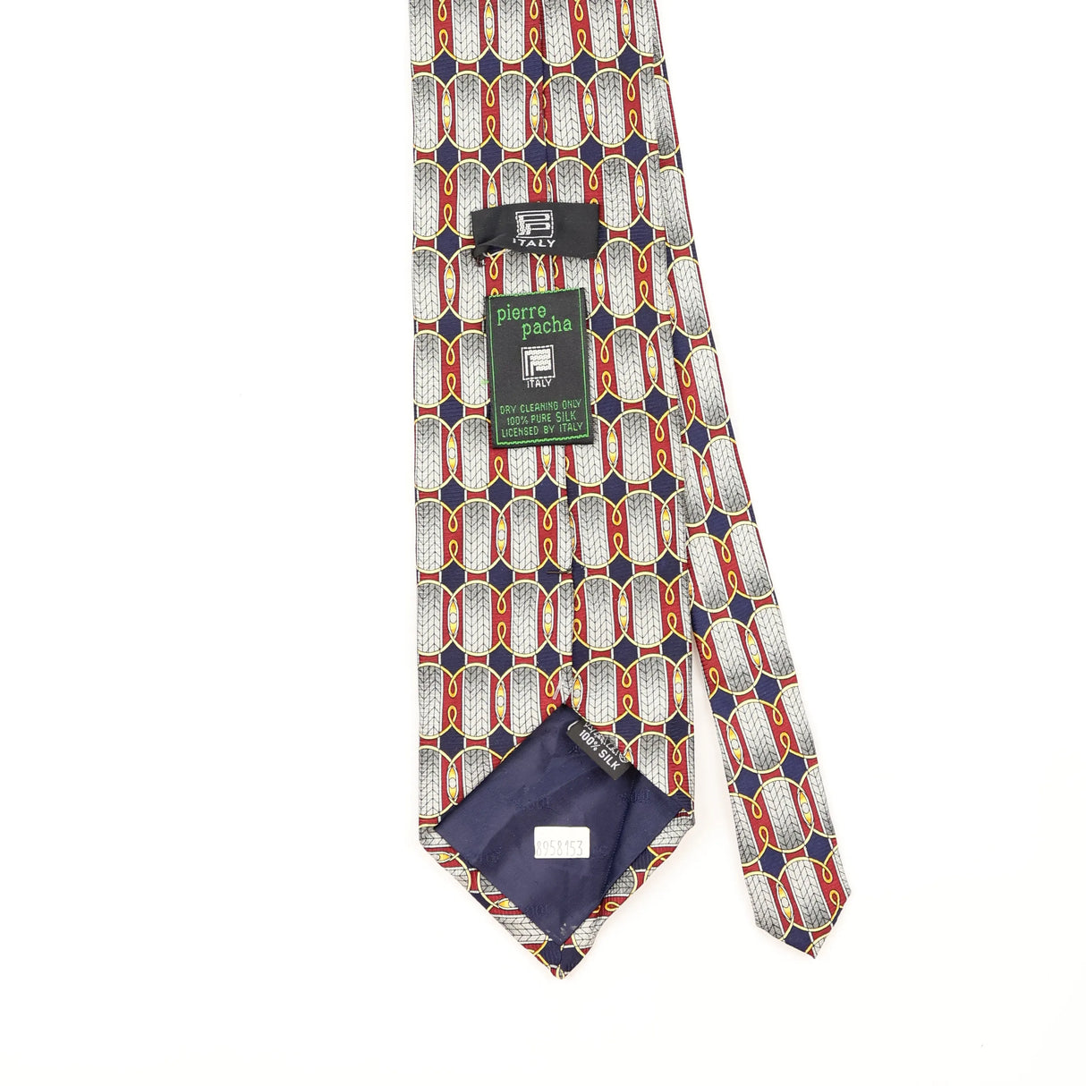 Back Back Detail of Vintage 1990's Pierre Pacha Geometric Patterned Tie