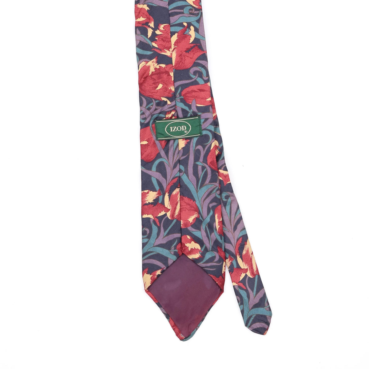 Back Back Detail of Vintage 1990's Izod Floral Patterned Tie