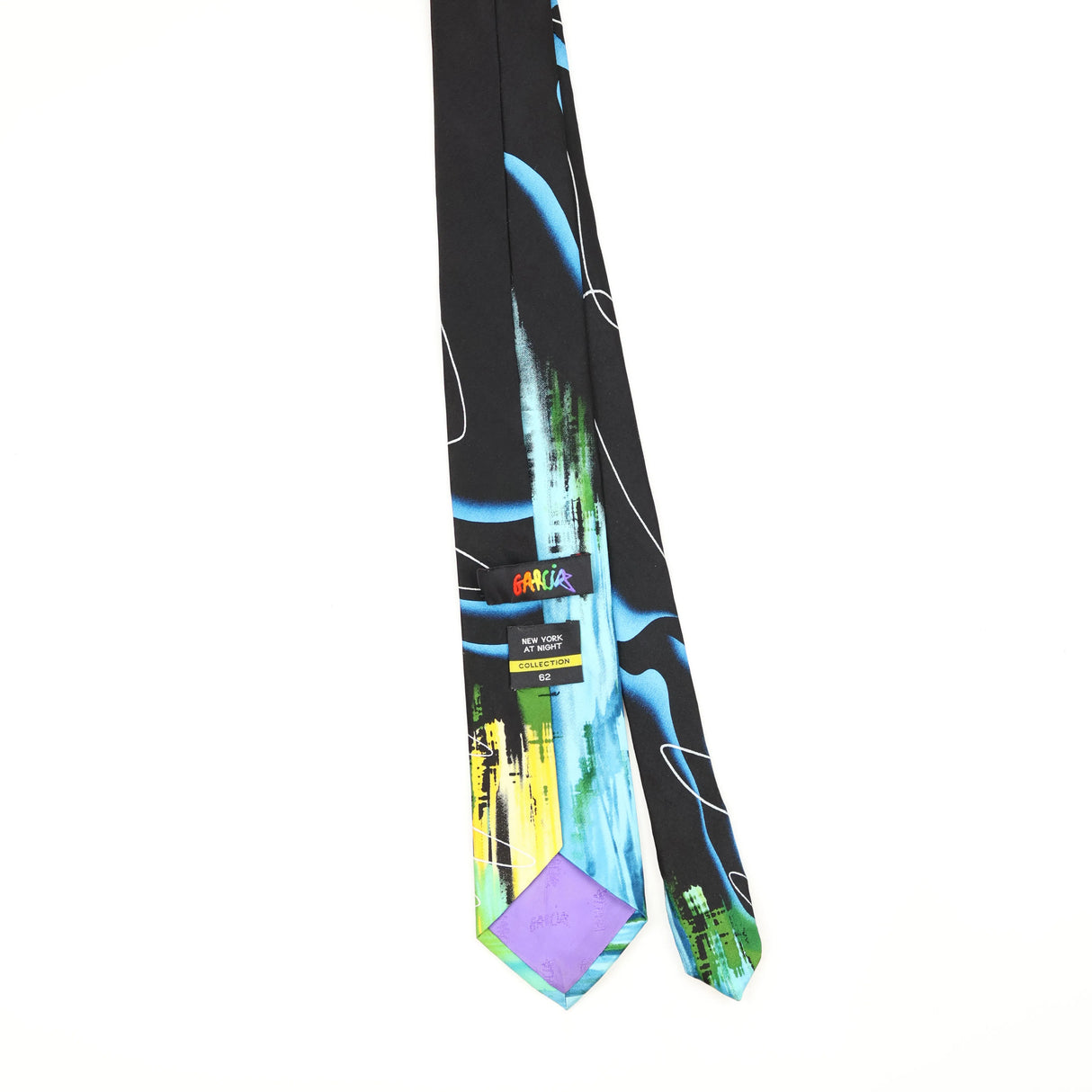 Back Back of Vintage Jerry Garcia New York At Night Abstract Patterned Tie