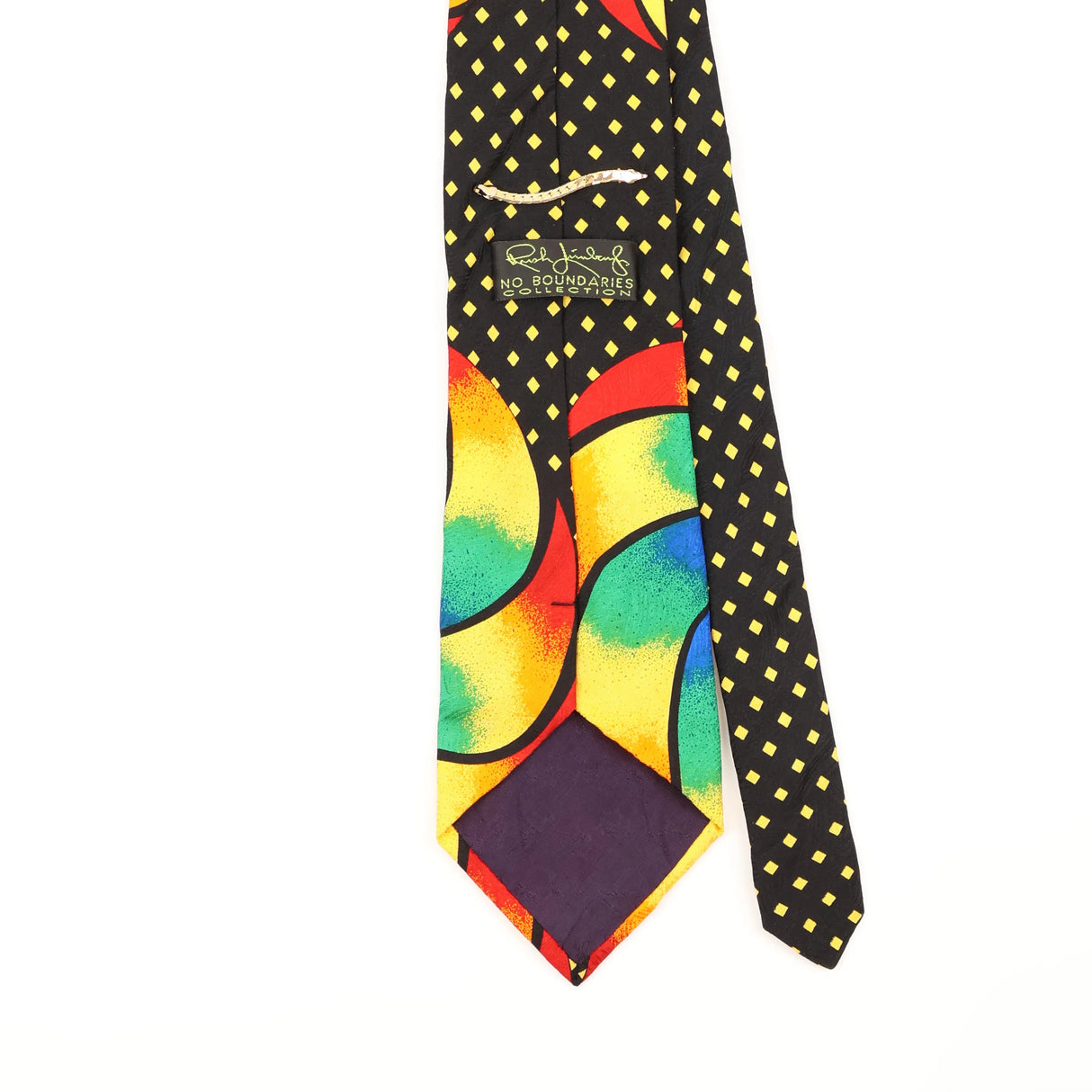 Back Detail of Vintage 1990's Rush Limbaugh No Boundaries Abstract Patterned Tie