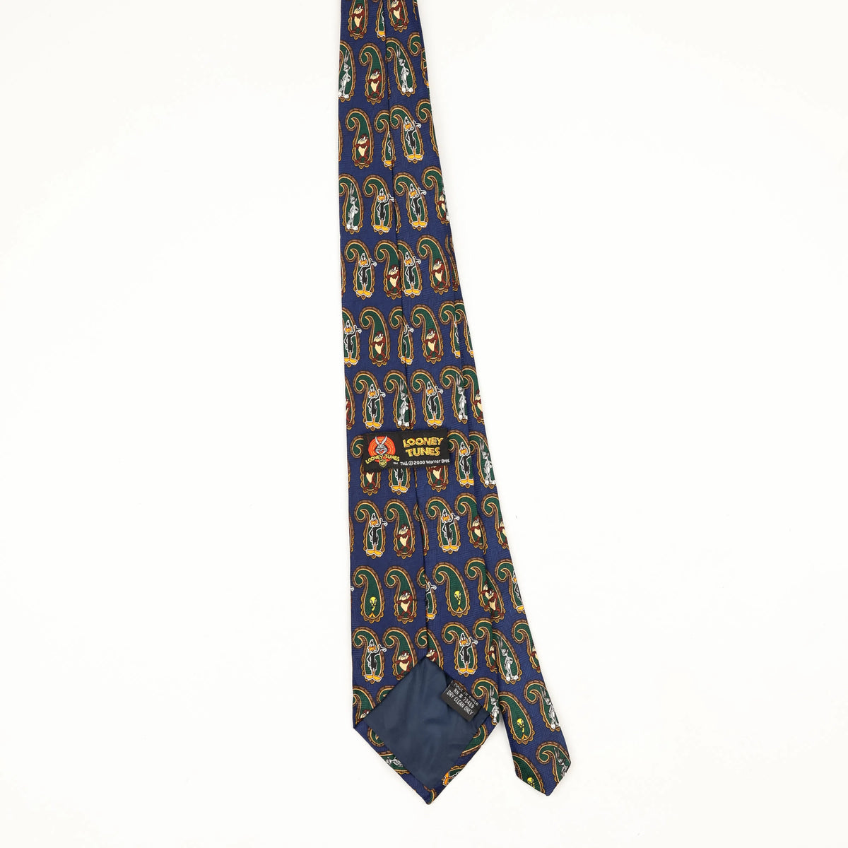 Back Back of Vintage 1990's Looney Tunes Bugs Bunny Paisley Patterned Tie
