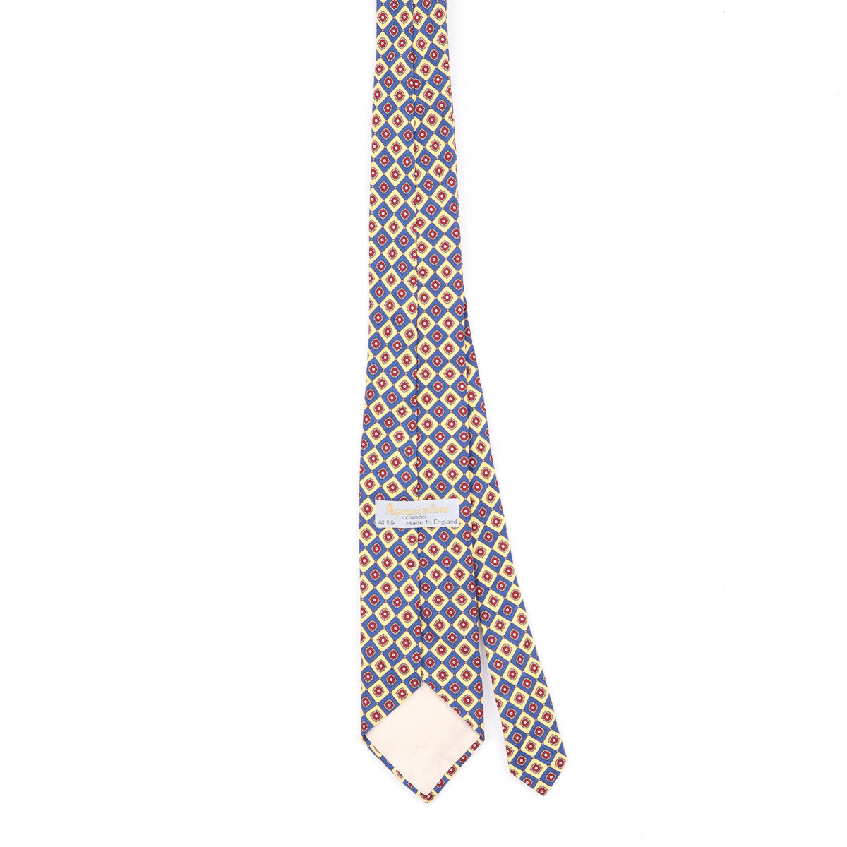 Back Back of Vintage 1980's Aquascutum Geometric Patterned Tie