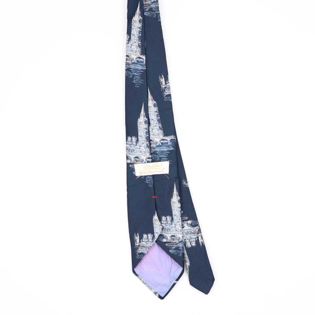 Back Back of Vintage 1980's Beau Brummell Big Ben Abstract Patterned Tie