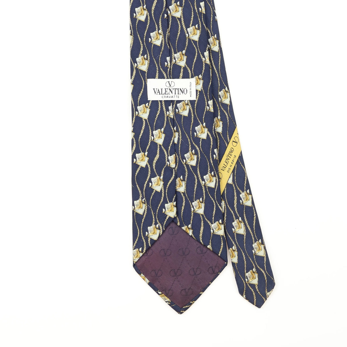 Back Detail of Vintage 1990's Valentino Geometric Patterned Tie