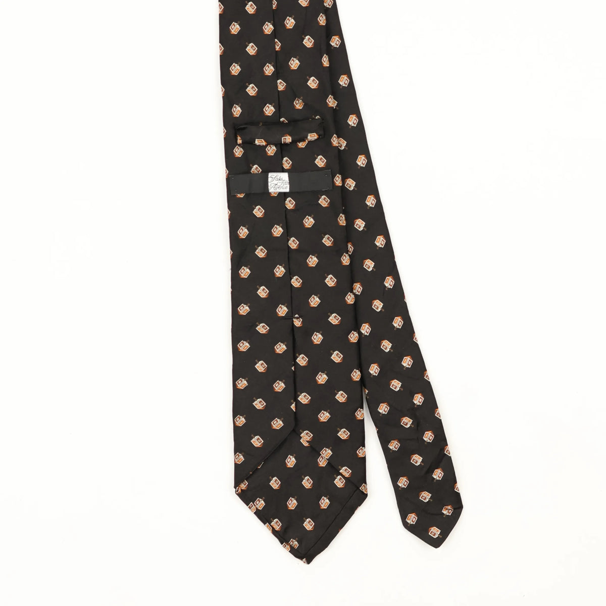 Back Back Detail of Vintage 1990's Saks Fifth Avenue Geometric Patterned Tie