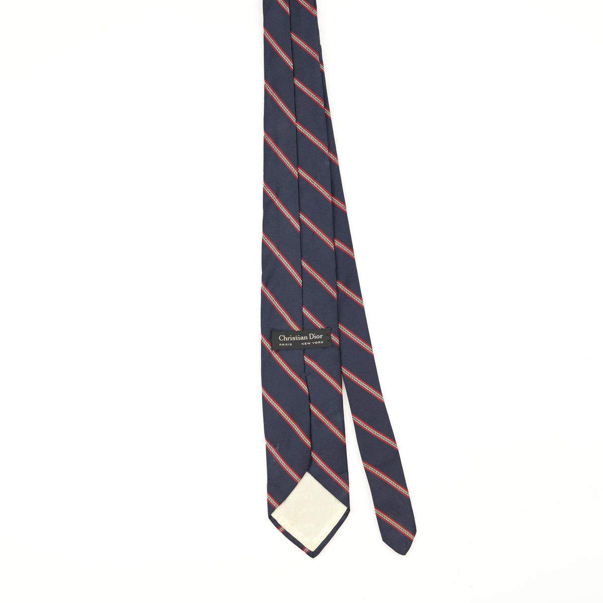 Back Back of Vintage 1990's Christian Dior Striped Patterned Tie