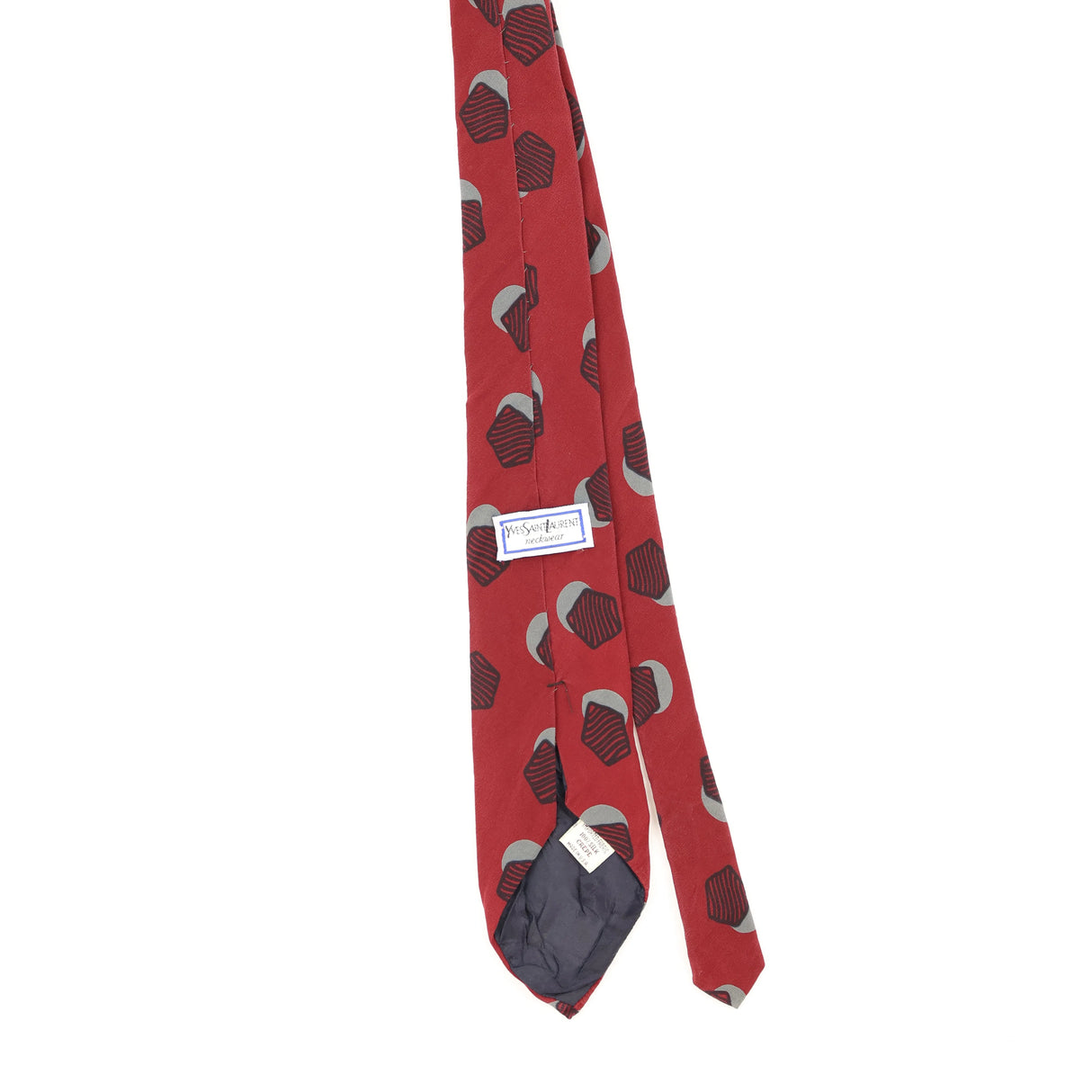 Back of Vintage 1990's Yves Saint Laurent Geometric Patterned Tie