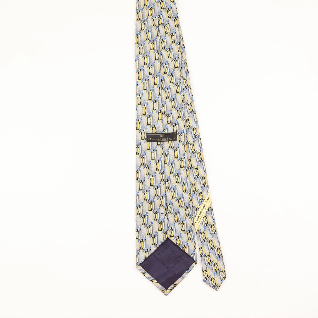 Back of Vintage 1990's Ermenegildo Zegna Geometric Patterned Tie